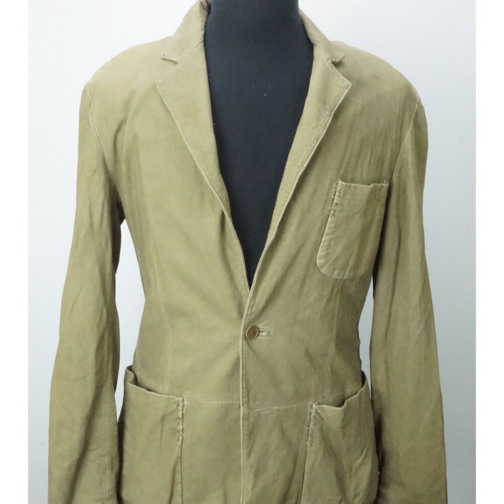 John Varvatos Golden Brown Suede Lamb Leather Button Front Jacket Coat 40 NEW